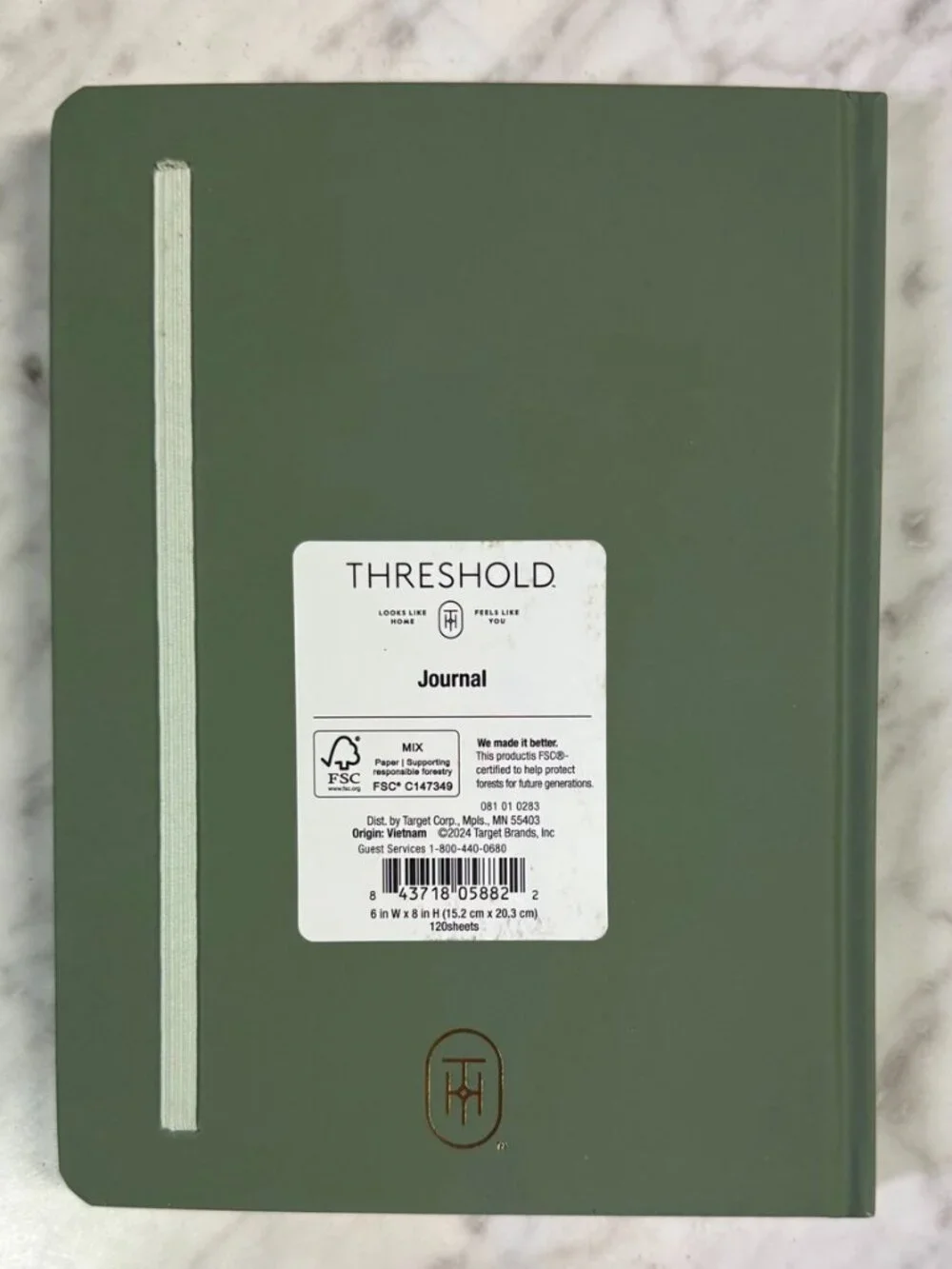 Threshold Sage Green Gold Geometric Hardcover Lined Journal 120 Sheets
